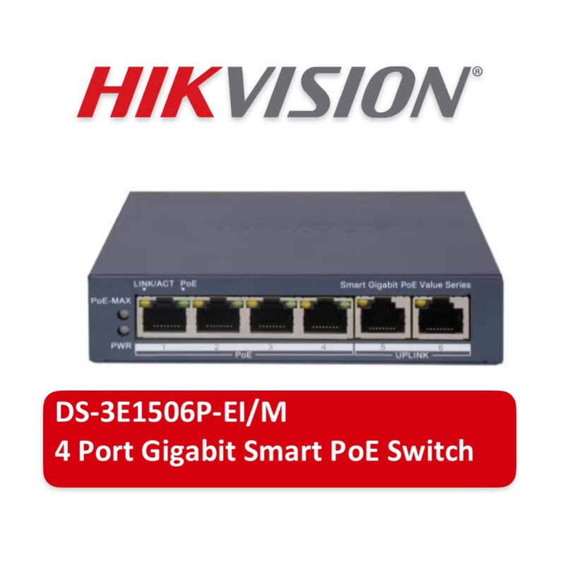 POE HIKVISION 4 PORT GIGABIT DS-3E1506P-EI/M